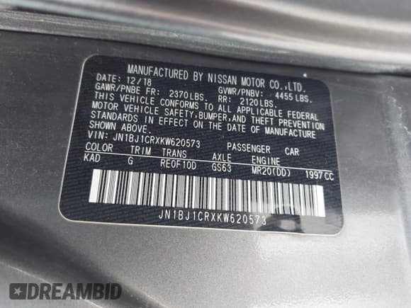 ✅ 2019 Nissan Rogue S • VIN: JN1BJ1CRXKW620573 • Lot: 43135329. Wystawiony na IAAI z przebiegiem 95 555 mil. Bezpłatny archiwum sprzedaży aukcyjnych z USA i szczegółowy raport historii pojazdu na DreamBid. Zdjęcie 9.