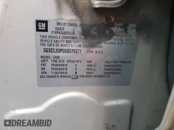 2009 Saturn VUE XE с VIN 3GSCL33P09S579371, выставлен на аукционе Copart как лот 81735494 с пробегом 170 637 миль миль и Чистый • Clean title. История ставок и продаж доступна на DreamBid. Изображение 13.