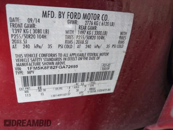 ✅ 2015 Ford Explorer Limited • VIN: 1FM5K8F82FGA72695 • Lot: 41119191. Wystawiony na IAAI z przebiegiem 95 510 mil. Bezpłatny archiwum sprzedaży aukcyjnych z USA i szczegółowy raport historii pojazdu na DreamBid. Zdjęcie 9.