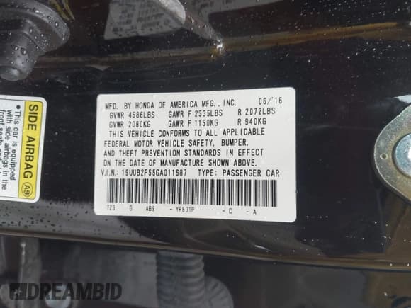 ✅ 2016 Acura TLX Technology • VIN: 19UUB2F55GA011687 • Lot: 43440703. Listed on IAAI with 158,785 mi. Free auction sales archive from the USA and detailed vehicle history report at DreamBid. Image 9.