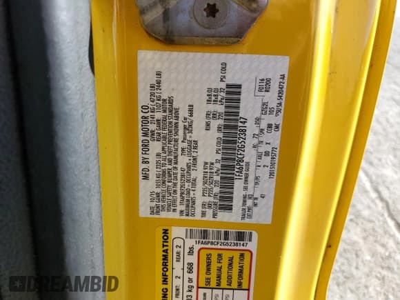 ✅ 2016 Ford Mustang GT Premium • VIN: 1FA6P8CF2G5238147 • Lot: 85360885. Listed on Copart with 89,099 mi. Free auction sales archive from the USA and detailed vehicle history report at DreamBid. Image 13.