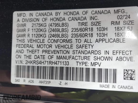 ✅ 2024 Honda CR-V EX-L • VIN: 2HKRS4H71RH471133 • Лот: 43421659. Опубликован ранее на IAAI с пробегом 8 388 миль. Бесплатный доступ к архиву аукционных продаж из США и подробный отчёт об истории автомобиля на DreamBid. Изображение 9.