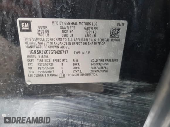 ✅ 2016 Chevrolet Suburban LTZ • VIN: 1GNSKJKC7GR426717 • Lot: 86838995. Wystawiony na Copart z przebiegiem 228 578 mil. Bezpłatny archiwum sprzedaży aukcyjnych z USA i szczegółowy raport historii pojazdu na DreamBid. Zdjęcie 13.