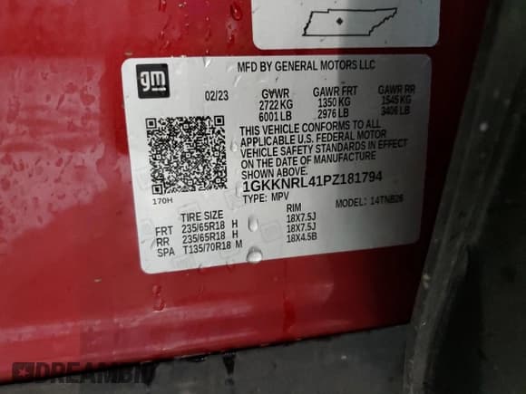 ✅ 2023 GMC Acadia SLE • VIN: 1GKKNRL41PZ181794 • Лот: 90396605. Опубликован ранее на Copart с пробегом 78 704 миль. Бесплатный доступ к архиву аукционных продаж из США и подробный отчёт об истории автомобиля на DreamBid. Изображение 13.