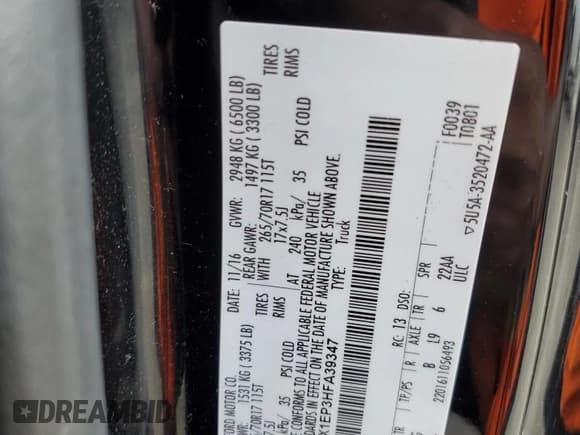 ✅ 2017 Ford F-150 XL • VIN: 1FTEX1EP3HFA39347 • Lot: 81387545. Wystawiony na Copart z przebiegiem 110 371 mil. Bezpłatny archiwum sprzedaży aukcyjnych z USA i szczegółowy raport historii pojazdu na DreamBid. Zdjęcie 12.