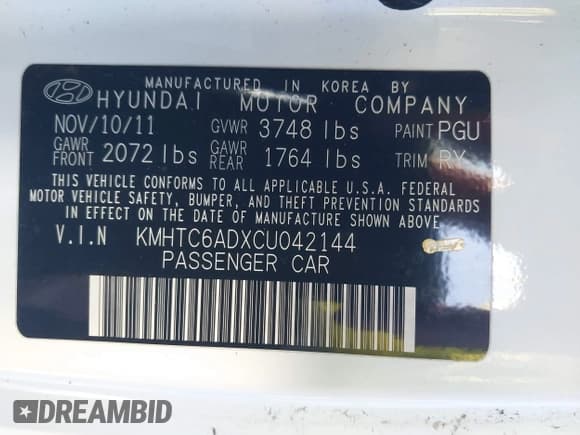 ✅ 2012 Hyundai Veloster w/Gray Int • VIN: KMHTC6ADXCU042144 • Lot: 41306542. Wystawiony na IAAI z przebiegiem 179 113 mil. Bezpłatny archiwum sprzedaży aukcyjnych z USA i szczegółowy raport historii pojazdu na DreamBid. Zdjęcie 9.