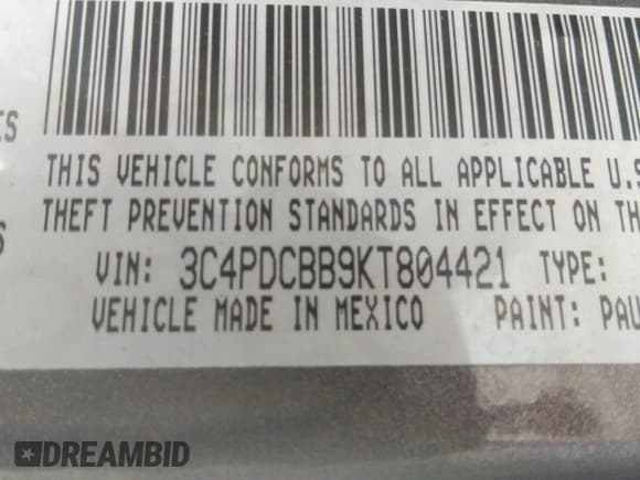 ✅ 2019 Dodge Journey SE • VIN: 3C4PDCBB9KT804421 • Lot: 43315748. Wystawiony na IAAI z przebiegiem Nie podano. Bezpłatny archiwum sprzedaży aukcyjnych z USA i szczegółowy raport historii pojazdu na DreamBid. Zdjęcie 9.