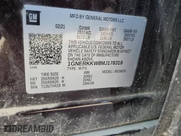 2021 Chevrolet Traverse Premier с VIN 1GNERKKW8MJ178318, выставлен на аукционе Copart как лот 64428404 с пробегом 42 003 миль миль и Списание • Salvage title. История ставок и продаж доступна на DreamBid. Изображение 15.