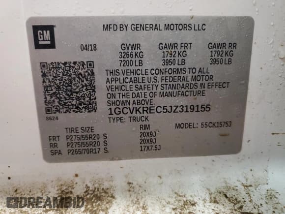 ✅ 2018 Chevrolet Silverado 1500 LT • VIN: 1GCVKREC5JZ319155 • Lot: 85925474. Wystawiony na Copart z przebiegiem 96 353 mil. Bezpłatny archiwum sprzedaży aukcyjnych z USA i szczegółowy raport historii pojazdu na DreamBid. Zdjęcie 14.