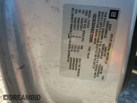 ✅ 2010 Chevrolet Silverado 1500 LT • VIN: 1GCSCSEA8AZ123006 • Lot: 67343274. Wystawiony na Copart z przebiegiem 114 877 mil. Bezpłatny archiwum sprzedaży aukcyjnych z USA i szczegółowy raport historii pojazdu na DreamBid. Zdjęcie 12.