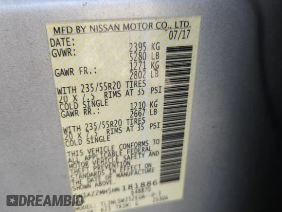 ✅ 2017 Nissan Murano SL • VIN: 5N1AZ2MH5HN181886 • Lot: 85898575. Wystawiony na Copart z przebiegiem 95 481 mil. Bezpłatny archiwum sprzedaży aukcyjnych z USA i szczegółowy raport historii pojazdu na DreamBid. Zdjęcie 14.