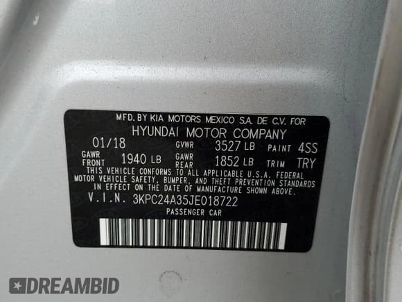 ✅ 2018 Hyundai Accent SE • VIN: 3KPC24A35JE018722 • Лот: 87733965. Опубликован ранее на Copart с пробегом 46 237 миль. Бесплатный доступ к архиву аукционных продаж из США и подробный отчёт об истории автомобиля на DreamBid. Изображение 13.