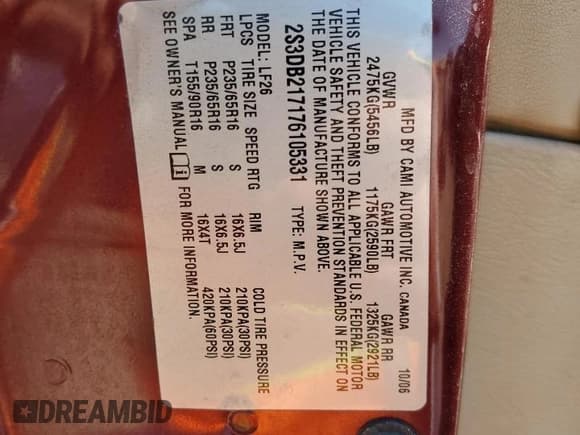 ✅ 2007 Suzuki XL7 • VIN: 2S3DB217176105331 • Лот: 57139674. Опубликован ранее на Copart с пробегом Не указан. Бесплатный доступ к архиву аукционных продаж из США и подробный отчёт об истории автомобиля на DreamBid. Изображение 13.