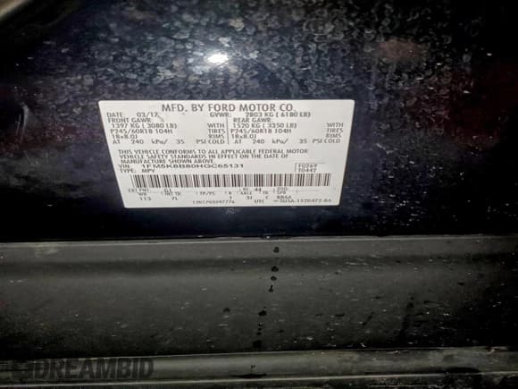 ✅ 2017 Ford Explorer • VIN: 1FM5K8B80HGC65131 • Lot: 95300575. Wystawiony na Copart z przebiegiem 62 279 mil. Bezpłatny archiwum sprzedaży aukcyjnych z USA i szczegółowy raport historii pojazdu na DreamBid. Zdjęcie 14.