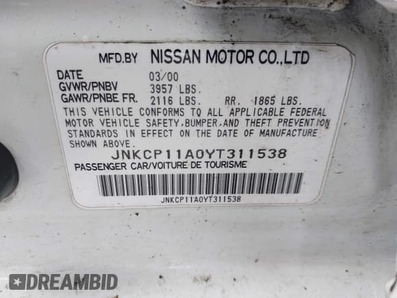 ✅ 2000 Infiniti G20 Luxury • VIN: JNKCP11A0YT311538 • Лот: 41494359. Опубликован ранее на IAAI с пробегом Не указан. Бесплатный доступ к архиву аукционных продаж из США и подробный отчёт об истории автомобиля на DreamBid. Изображение 9.