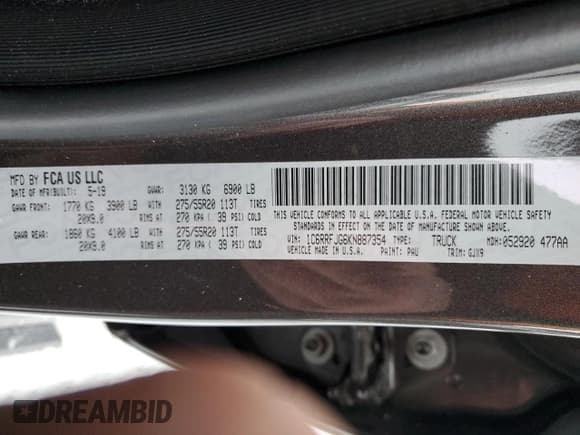 ✅ 2019 Ram 1500 Laramie • VIN: 1C6RRFJG6KN887354 • Lot: 37307874. Wystawiony na Copart z przebiegiem 59 961 mil. Bezpłatny archiwum sprzedaży aukcyjnych z USA i szczegółowy raport historii pojazdu na DreamBid. Zdjęcie 14.