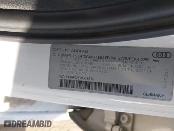 ✅ 2016 Audi A6 Prestige • VIN: WAUHGAFC2GN003319 • Lot: 41758455. Wystawiony na IAAI z przebiegiem 162 061 mil. Bezpłatny archiwum sprzedaży aukcyjnych z USA i szczegółowy raport historii pojazdu na DreamBid. Zdjęcie 9.