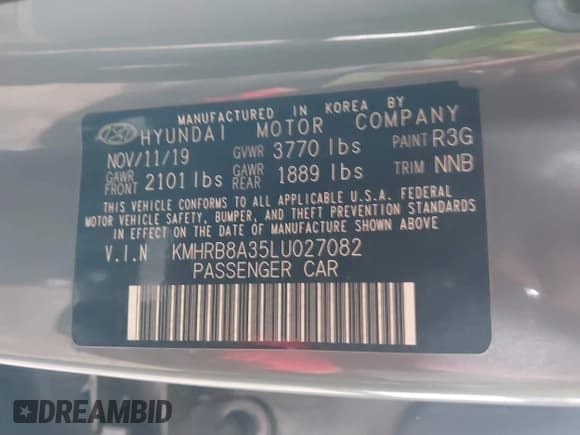 ✅ 2020 Hyundai Venue SE • VIN: KMHRB8A35LU027082 • Lot: 41603923. Listed on IAAI with 69,337 mi. Free auction sales archive from the USA and detailed vehicle history report at DreamBid. Image 9.