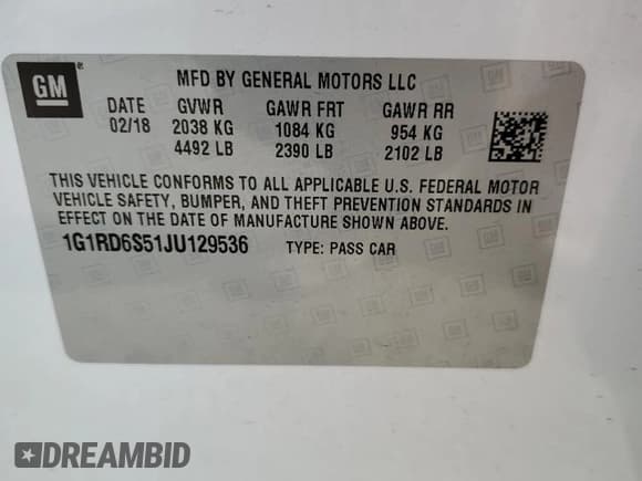 ✅ 2018 Chevrolet Volt Premier • VIN: 1G1RD6S51JU129536 • Lot: 80152363. Wystawiony na Copart z przebiegiem 49 986 mil. Bezpłatny archiwum sprzedaży aukcyjnych z USA i szczegółowy raport historii pojazdu na DreamBid. Zdjęcie 12.