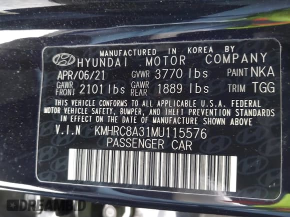 ✅ 2021 Hyundai Venue SEL • VIN: KMHRC8A31MU115576 • Lot: 42007089. Listed on IAAI with 66,571 mi. Free auction sales archive from the USA and detailed vehicle history report at DreamBid. Image 9.