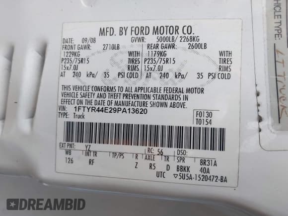 ✅ 2009 Ford Ranger XLT • VIN: 1FTYR44E29PA13620 • Лот: 41842280. Опубликован ранее на IAAI с пробегом 175 209 миль. Бесплатный доступ к архиву аукционных продаж из США и подробный отчёт об истории автомобиля на DreamBid. Изображение 9.