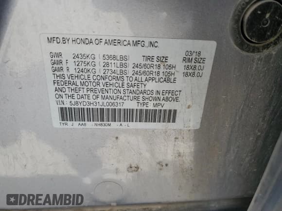 ✅ 2018 Acura MDX • VIN: 5J8YD3H31JL006317 • Лот: 66235595. Опубликован ранее на Copart с пробегом 131 573 миль. Бесплатный доступ к архиву аукционных продаж из США и подробный отчёт об истории автомобиля на DreamBid. Изображение 13.