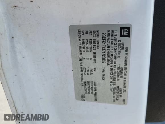 ✅ 2007 Chevrolet Silverado 1500 LTZ • VIN: 2GCFK13Y371726865 • Lot: 90109585. Listed on Copart with 295,122 mi. Free auction sales archive from the USA and detailed vehicle history report at DreamBid. Image 12.