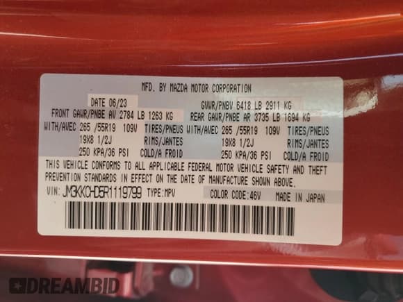 ✅ 2024 Mazda CX-90 Preferred Plus • VIN: JM3KKCHD5R1119799 • Lot: 71505185. Listed on Copart with 16,054 mi. Free auction sales archive from the USA and detailed vehicle history report at DreamBid. Image 14.