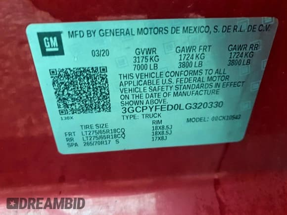 ✅ 2020 Chevrolet Silverado 1500 LT Trail Boss • VIN: 3GCPYFED0LG320330 • Lot: 96393615. Wystawiony na Copart z przebiegiem 100 076 mil. Bezpłatny archiwum sprzedaży aukcyjnych z USA i szczegółowy raport historii pojazdu na DreamBid. Zdjęcie 12.