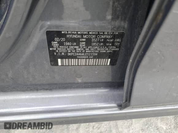 2020 Hyundai Accent SE z VIN 3KPC24A64LE121594, wystawiony jako Copart lot #65665004 z przebiegiem 27 949 mil mil oraz Szkoda całkowita • Salvage title. Historia ofert i sprzedaży dostępna na DreamBid. Obrazek 12.