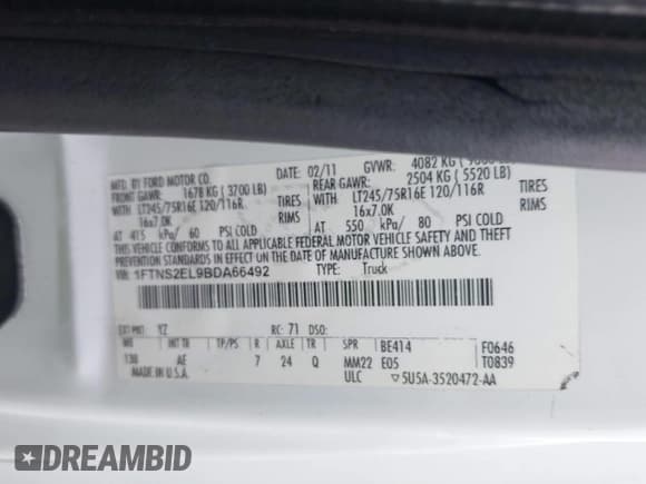 ✅ 2011 Ford Econoline Cargo Commercial • VIN: 1FTNS2EL9BDA66492 • Lot: 41468241. Wystawiony na IAAI z przebiegiem 234 765 mil. Bezpłatny archiwum sprzedaży aukcyjnych z USA i szczegółowy raport historii pojazdu na DreamBid. Zdjęcie 9.
