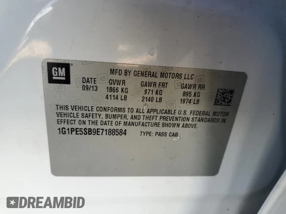 ✅ 2014 Chevrolet Cruze 2LT • VIN: 1G1PE5SB9E7188584 • Лот: 86528365. Опубликован ранее на Copart с пробегом 177 902 миль. Бесплатный доступ к архиву аукционных продаж из США и подробный отчёт об истории автомобиля на DreamBid. Изображение 12.