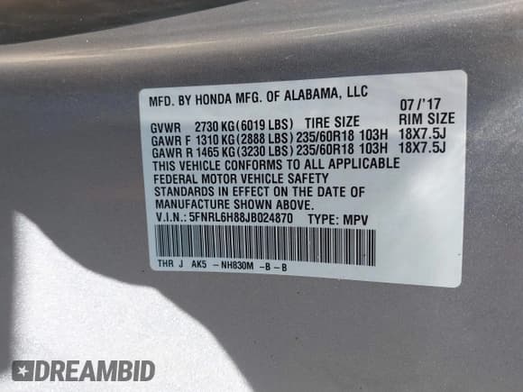 ✅ 2018 Honda Odyssey Touring • VIN: 5FNRL6H88JB024870 • Lot: 43326138. Listed on IAAI with 184,864 mi. Free auction sales archive from the USA and detailed vehicle history report at DreamBid. Image 9.