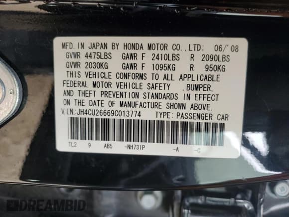 ✅ 2009 Acura TSX • VIN: JH4CU26669C013774 • Lot: 90277585. Listed on Copart with 97,025 mi. Free auction sales archive from the USA and detailed vehicle history report at DreamBid. Image 12.