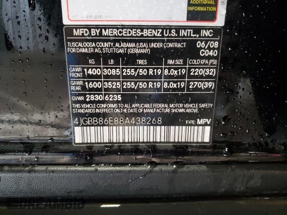 ✅ 2008 Mercedes-Benz M 350 • VIN: 4JGBB86E88A438268 • Lot: 91034175. Listed on Copart with 193,452 mi. Free auction sales archive from the USA and detailed vehicle history report at DreamBid. Image 13.