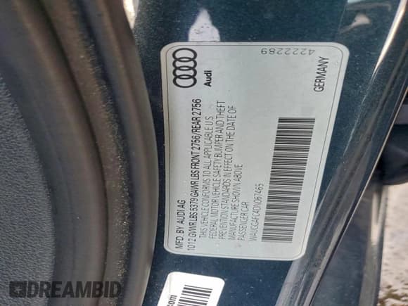 ✅ 2013 Audi A6 Premium Plus • VIN: WAUGGAFC4DN067465 • Lot: 95952675. Listed on Copart with 177,458 mi. Free auction sales archive from the USA and detailed vehicle history report at DreamBid. Image 12.