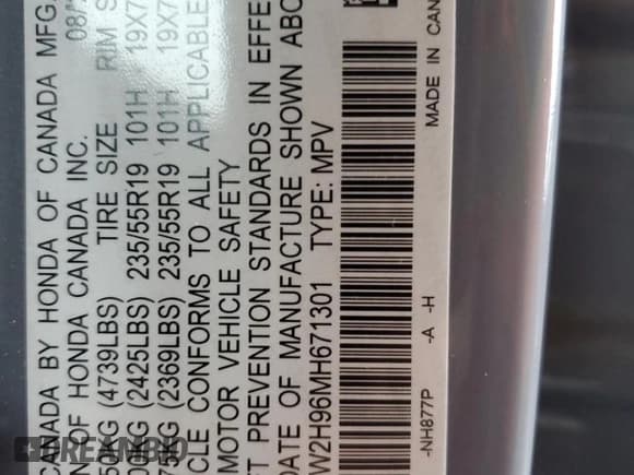 ✅ 2021 Honda CR-V Touring • VIN: 2HKRW2H96MH671301 • Lot: 92632805. Listed on Copart with Not provided. Free auction sales archive from the USA and detailed vehicle history report at DreamBid. Image 12.