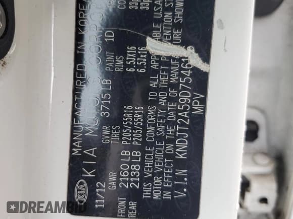 ✅ 2013 Kia Soul • VIN: KNDJT2A59D7546116 • Lot: 90538195. Listed on Copart with 114,741 mi. Free auction sales archive from the USA and detailed vehicle history report at DreamBid. Image 12.