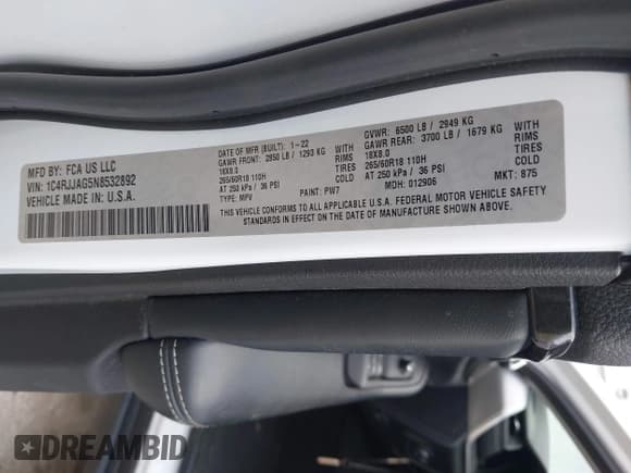 ✅ 2022 Jeep Grand Cherokee Altitude • VIN: 1C4RJJAG5N8532892 • Lot: 43503587. Listed on IAAI with 89,276 mi. Free auction sales archive from the USA and detailed vehicle history report at DreamBid. Image 9.