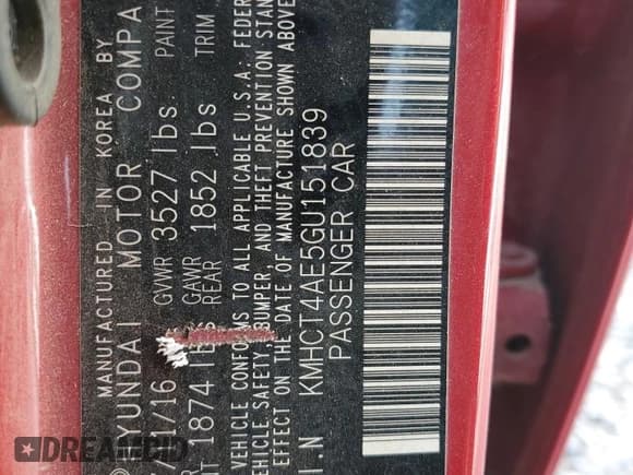 ✅ 2016 Hyundai Accent SE • VIN: KMHCT4AE5GU151839 • Лот: 64943074. Опубликован ранее на Copart с пробегом 197 596 миль. Бесплатный доступ к архиву аукционных продаж из США и подробный отчёт об истории автомобиля на DreamBid. Изображение 12.