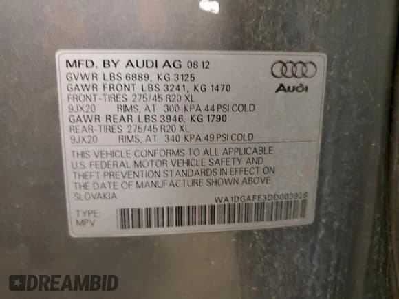 ✅ 2013 Audi Q7 S line Prestige • VIN: WA1DGAFE3DD003926 • Lot: 72101695. Wystawiony na Copart z przebiegiem 84 519 mil. Bezpłatny archiwum sprzedaży aukcyjnych z USA i szczegółowy raport historii pojazdu na DreamBid. Zdjęcie 14.
