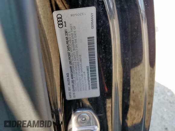 ✅ 2015 Audi A5 Premium • VIN: WAUCFAFR8FA054802 • Lot: 68736015. Listed on Copart with 73,650 mi. Free auction sales archive from the USA and detailed vehicle history report at DreamBid. Image 12.