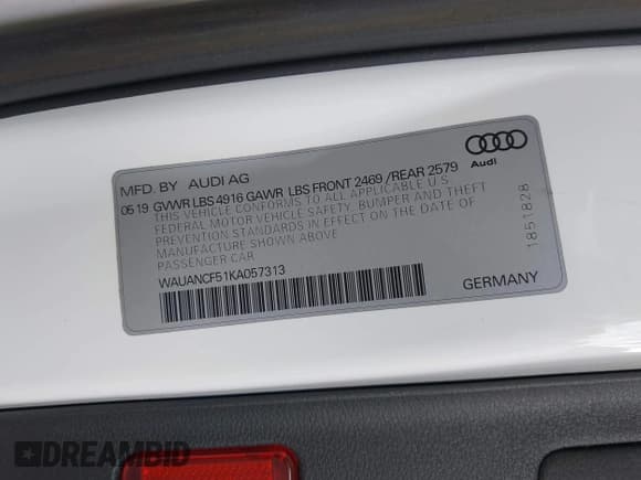 ✅ 2019 Audi A5 Sportback Premium • VIN: WAUANCF51KA057313 • Lot: 42921705. Wystawiony na IAAI z przebiegiem 67 086 mil. Bezpłatny archiwum sprzedaży aukcyjnych z USA i szczegółowy raport historii pojazdu na DreamBid. Zdjęcie 9.