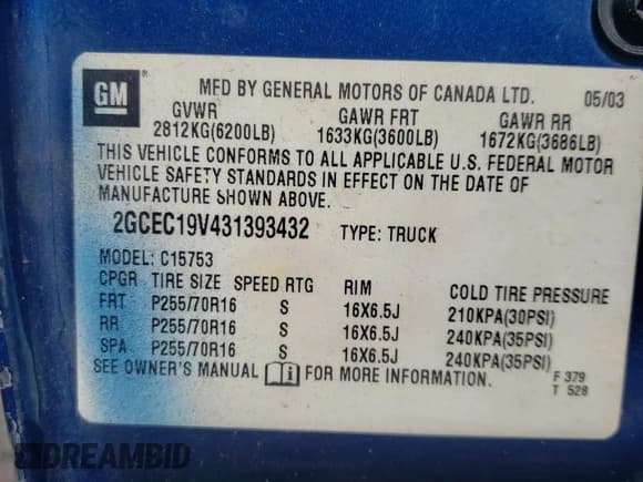 ✅ 2003 Chevrolet Silverado 1500 • VIN: 2GCEC19V431393432 • Лот: 70439904. Опубликован ранее на Copart с пробегом 326 454 миль. Бесплатный доступ к архиву аукционных продаж из США и подробный отчёт об истории автомобиля на DreamBid. Изображение 12.