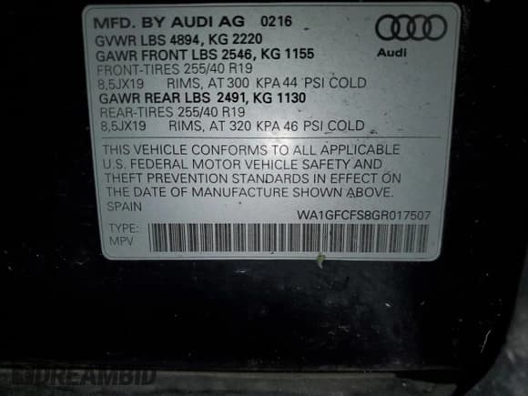 ✅ 2016 Audi Q3 Prestige • VIN: WA1GFCFS8GR017507 • Lot: 91648685. Listed on Copart with 112,309 mi. Free auction sales archive from the USA and detailed vehicle history report at DreamBid. Image 14.