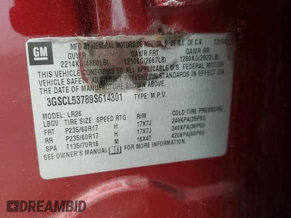 ✅ 2009 Saturn VUE XR • VIN: 3GSCL53789S614301 • Lot: 70857905. Wystawiony na Copart z przebiegiem 196 420 mil. Bezpłatny archiwum sprzedaży aukcyjnych z USA i szczegółowy raport historii pojazdu na DreamBid. Zdjęcie 11.