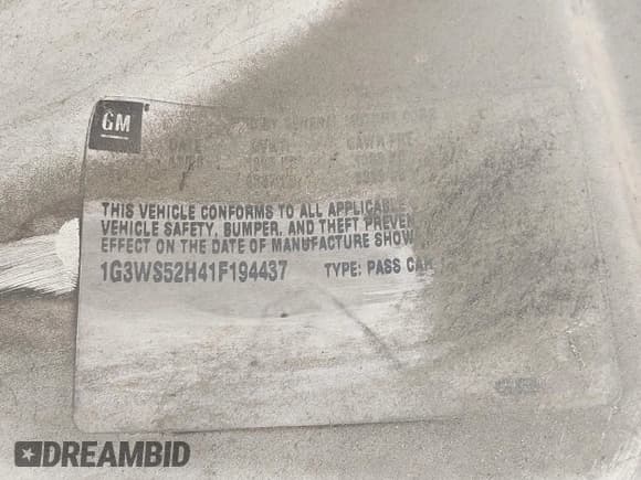 ✅ 2001 Oldsmobile Intrigue GL • VIN: 1G3WS52H41F194437 • Лот: 42047399. Опубликован ранее на IAAI с пробегом 175 859 миль. Бесплатный доступ к архиву аукционных продаж из США и подробный отчёт об истории автомобиля на DreamBid. Изображение 9.