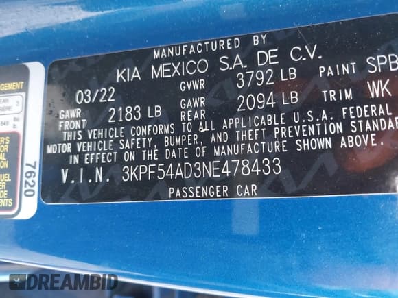 ✅ 2022 Kia Forte GT-Line • VIN: 3KPF54AD3NE478433 • Лот: 42994896. Опубликован ранее на IAAI с пробегом 45 355 миль. Бесплатный доступ к архиву аукционных продаж из США и подробный отчёт об истории автомобиля на DreamBid. Изображение 9.