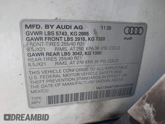 ✅ 2021 Audi SQ5 Premium Plus • VIN: WA1B4AFY9M2036452 • Lot: 43151456. Wystawiony na IAAI z przebiegiem 113 910 mil. Bezpłatny archiwum sprzedaży aukcyjnych z USA i szczegółowy raport historii pojazdu na DreamBid. Zdjęcie 9.