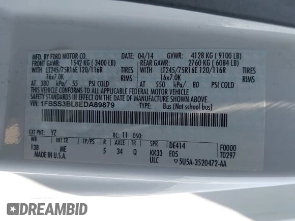 ✅ 2014 Ford Econoline Passenger XL • VIN: 1FBSS3BL8EDA89879 • Lot: 41755340. Wystawiony na IAAI z przebiegiem 37 066 mil. Bezpłatny archiwum sprzedaży aukcyjnych z USA i szczegółowy raport historii pojazdu na DreamBid. Zdjęcie 9.